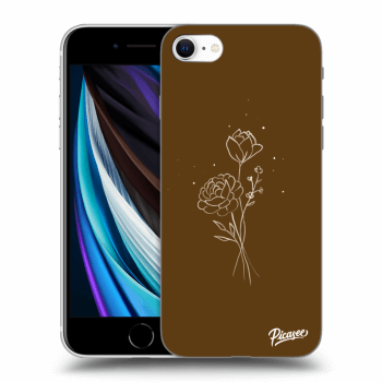 Picasee crna silikonska maskica za Apple iPhone SE 2020 - Brown flowers