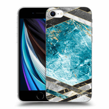 Picasee silikonska prozirna maskica za Apple iPhone SE 2020 - Blue geometry
