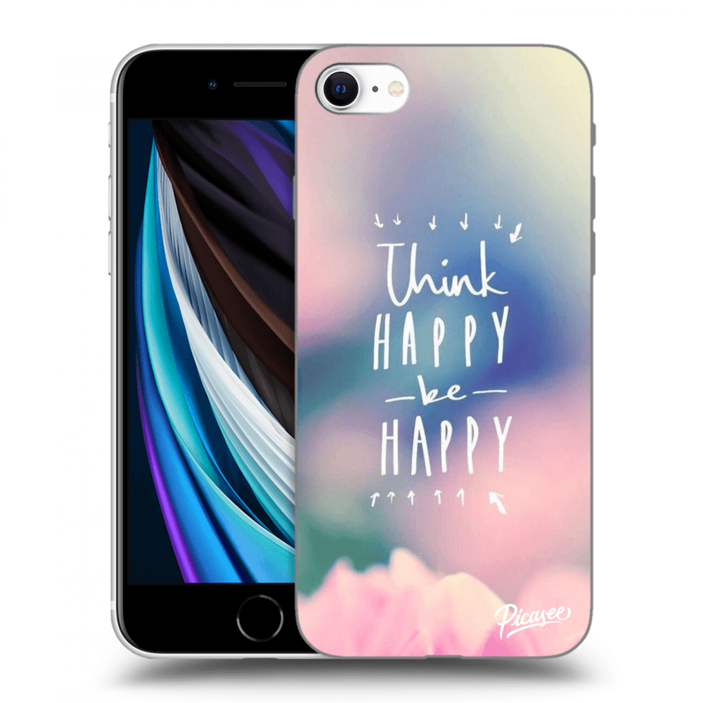 Picasee crna silikonska maskica za Apple iPhone SE 2020 - Think happy be happy