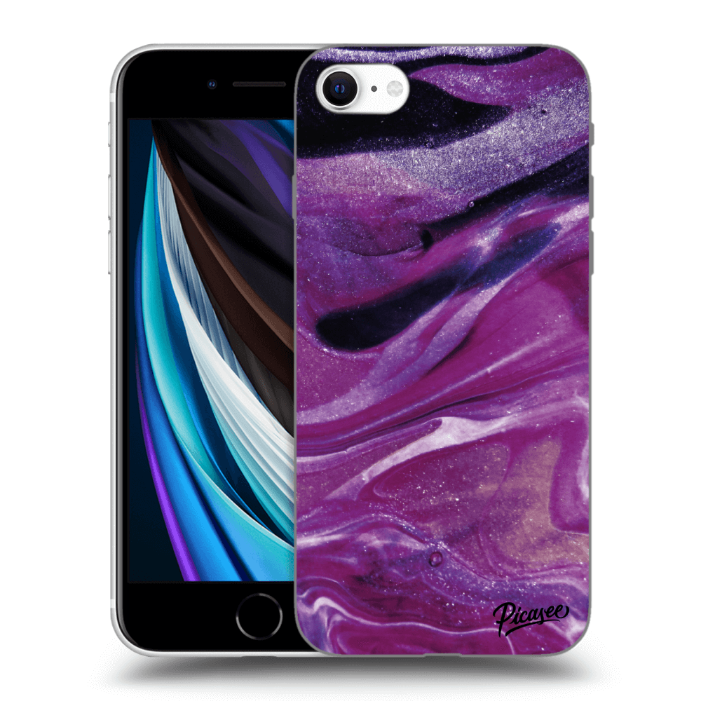 Picasee crna silikonska maskica za Apple iPhone SE 2020 - Purple glitter