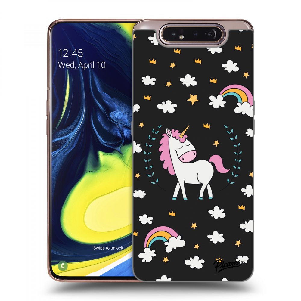 Picasee crna silikonska maskica za Samsung Galaxy A80 A805F - Unicorn star heaven