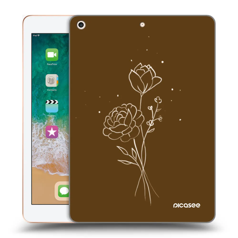 Picasee silikonska prozirna maskica za Apple iPad 9.7" 2018 (6. gen) - Brown flowers
