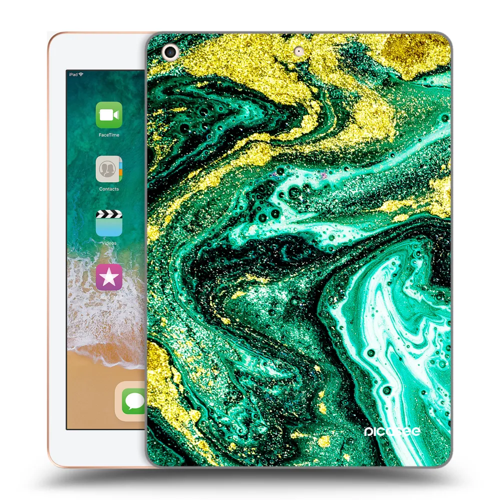 Picasee silikonska prozirna maskica za Apple iPad 9.7" 2018 (6. gen) - Green Gold
