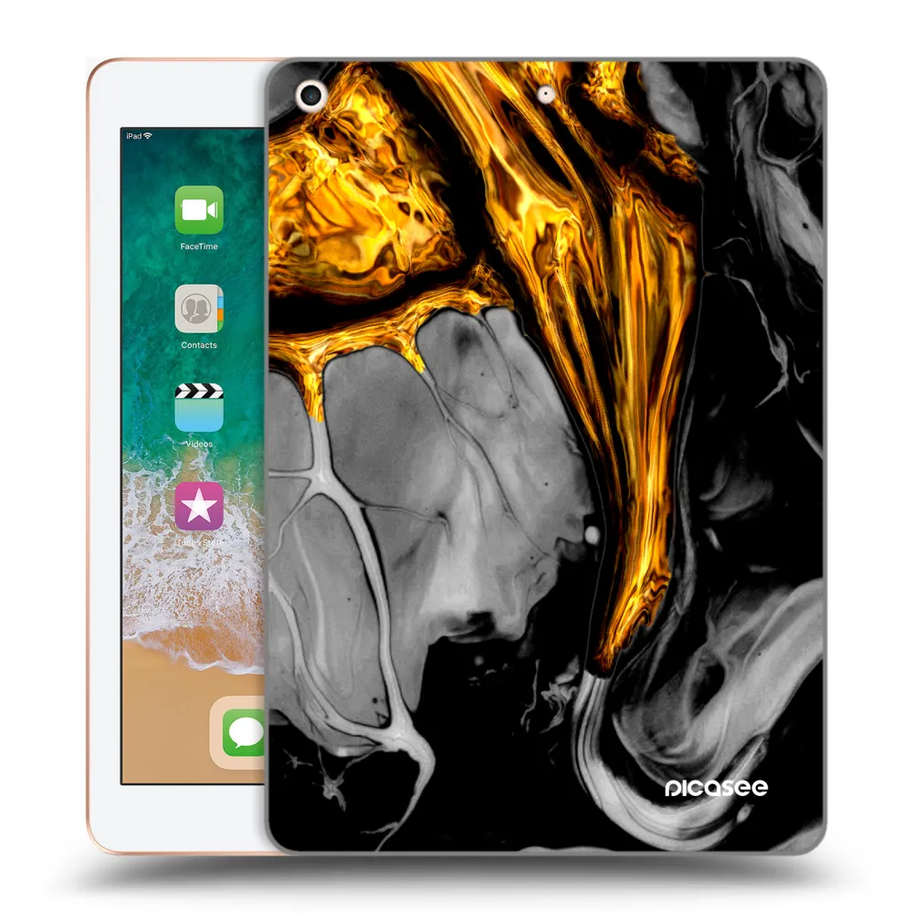 Picasee silikonska prozirna maskica za Apple iPad 9.7" 2018 (6. gen) - Black Gold
