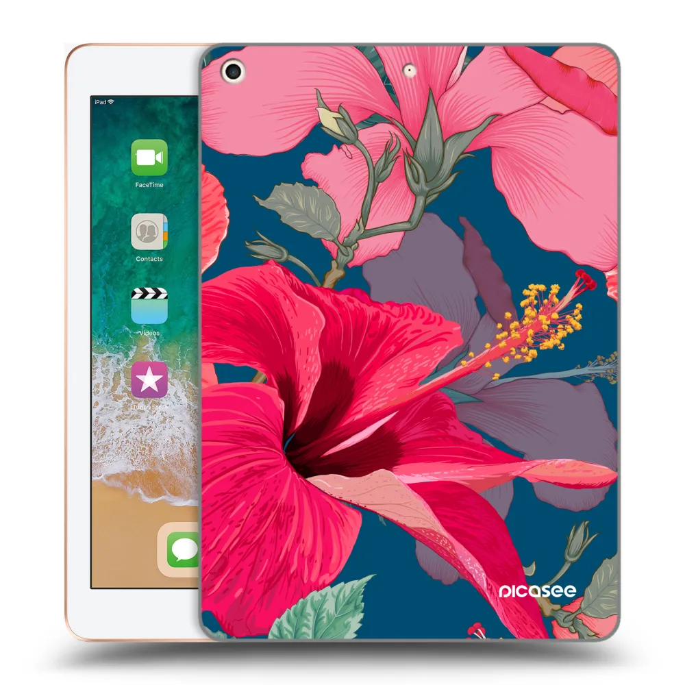 Picasee silikonska prozirna maskica za Apple iPad 9.7" 2018 (6. gen) - Hibiscus