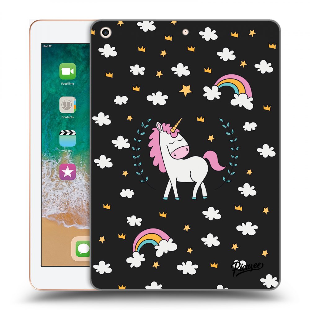 Picasee crna silikonska maskica za Apple iPad 9.7" 2018 (6. gen) - Unicorn star heaven