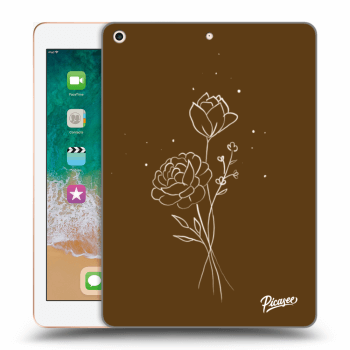 Picasee silikonska prozirna maskica za Apple iPad 9.7" 2018 (6. gen) - Brown flowers