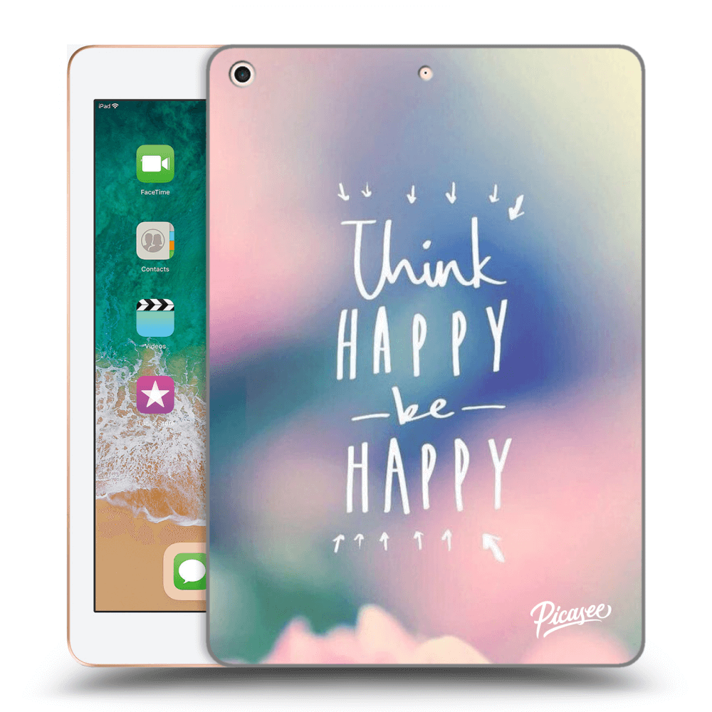 Picasee crna silikonska maskica za Apple iPad 9.7" 2018 (6. gen) - Think happy be happy