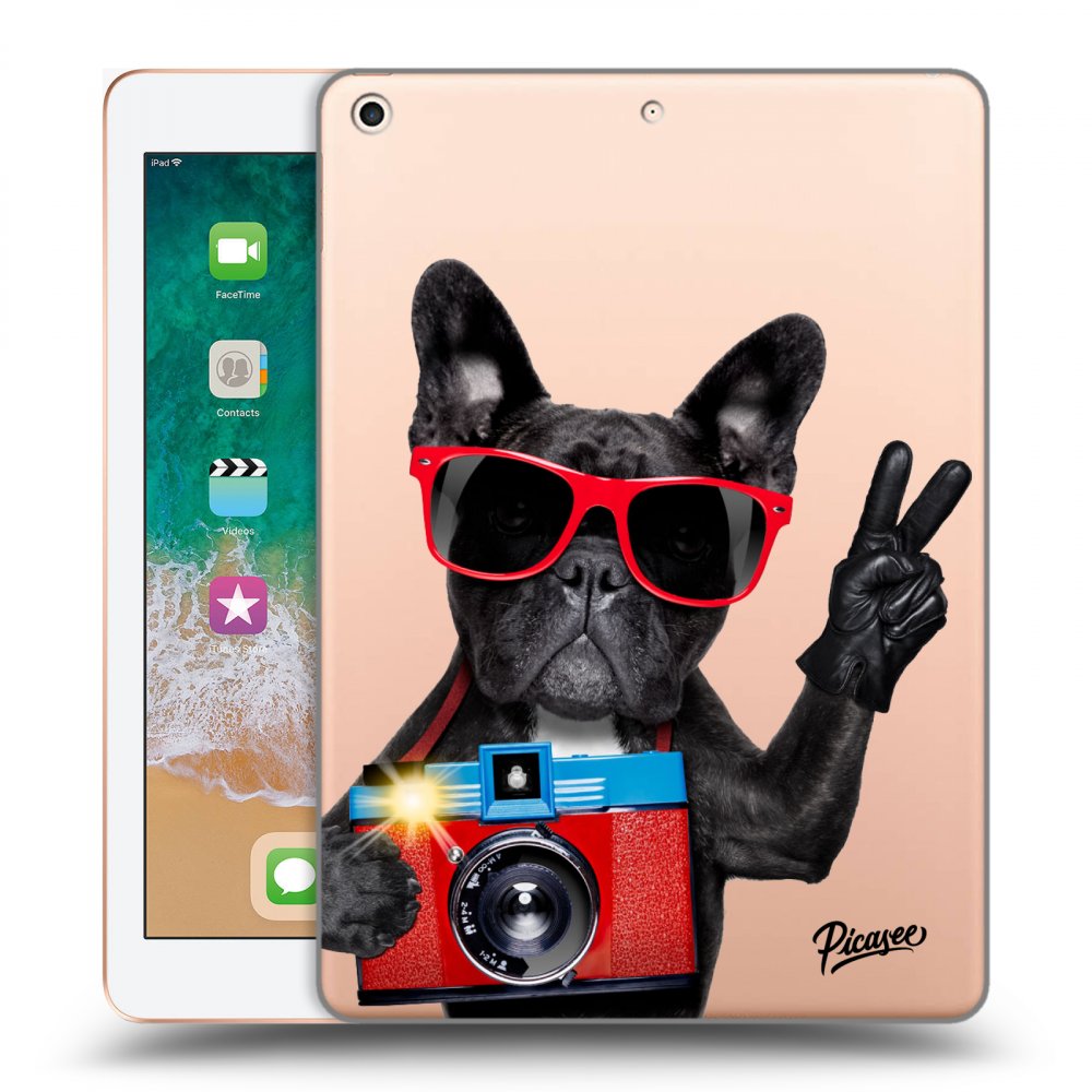 Picasee silikonska prozirna maskica za Apple iPad 9.7" 2018 (6. gen) - French Bulldog