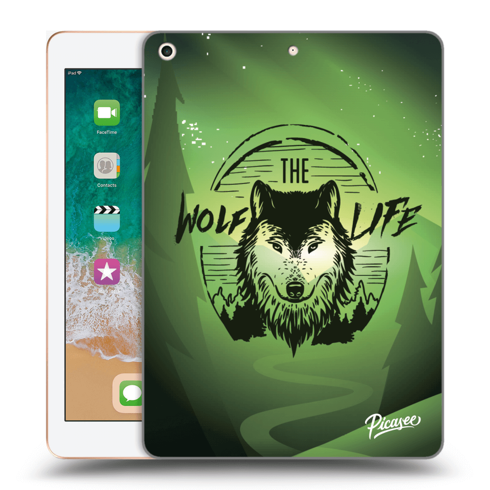 Picasee crna silikonska maskica za Apple iPad 9.7" 2018 (6. gen) - Wolf life