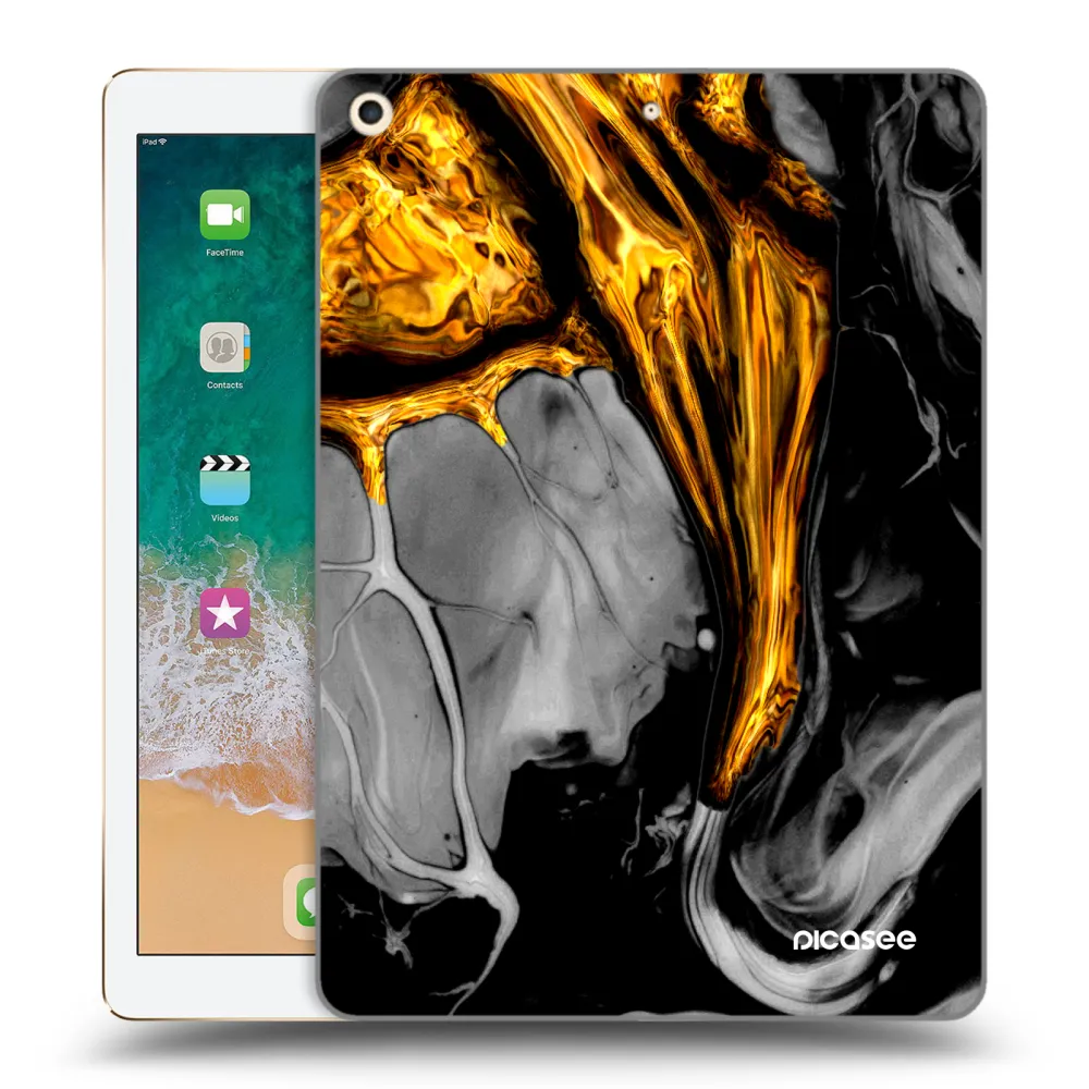 Picasee silikonska prozirna maskica za Apple iPad 9.7" 2017 (5. gen) - Black Gold
