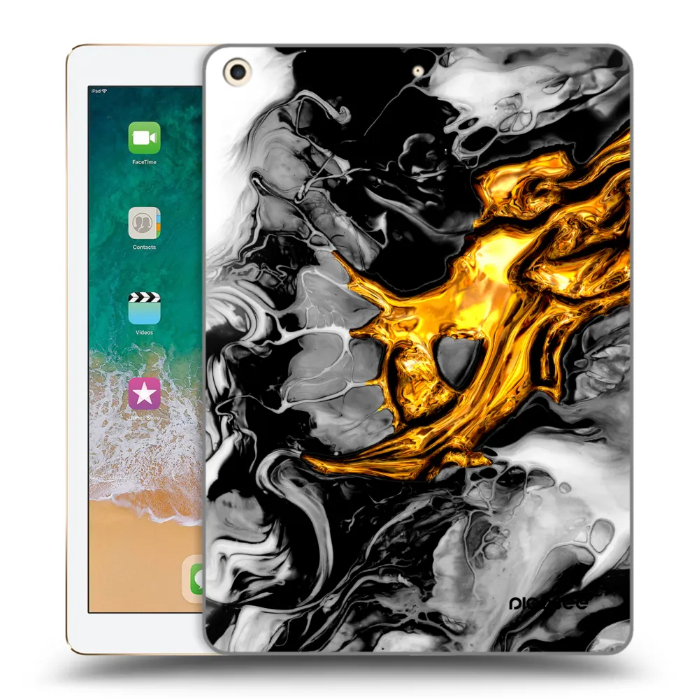 Picasee silikonska prozirna maskica za Apple iPad 9.7" 2017 (5. gen) - Black Gold 2