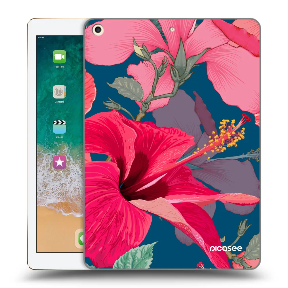 Picasee silikonska prozirna maskica za Apple iPad 9.7" 2017 (5. gen) - Hibiscus