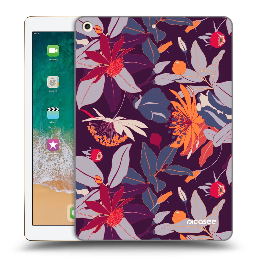 Picasee silikonska prozirna maskica za Apple iPad 9.7" 2017 (5. gen) - Purple Leaf