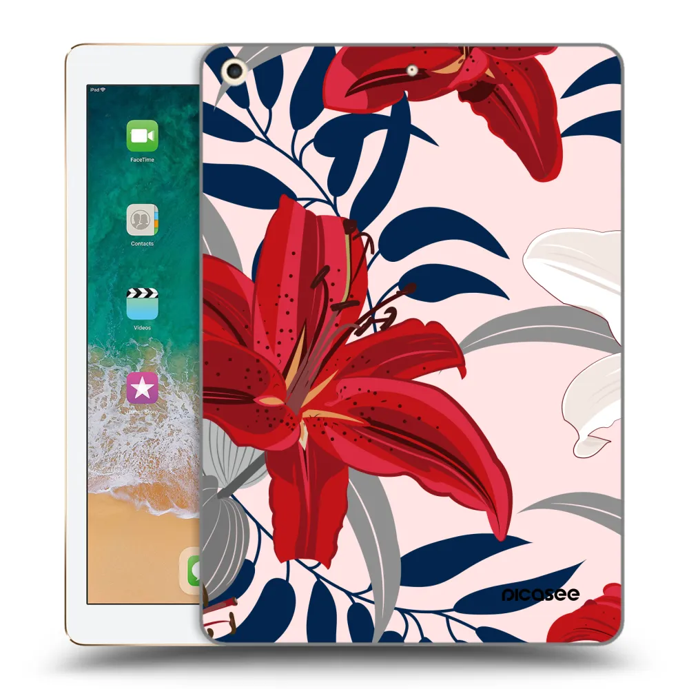 Picasee silikonska prozirna maskica za Apple iPad 9.7" 2017 (5. gen) - Red Lily