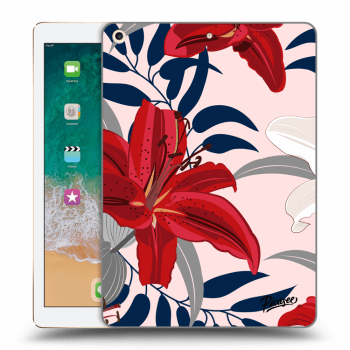 Picasee crna silikonska maskica za Apple iPad 9.7" 2017 (5. gen) - Red Lily