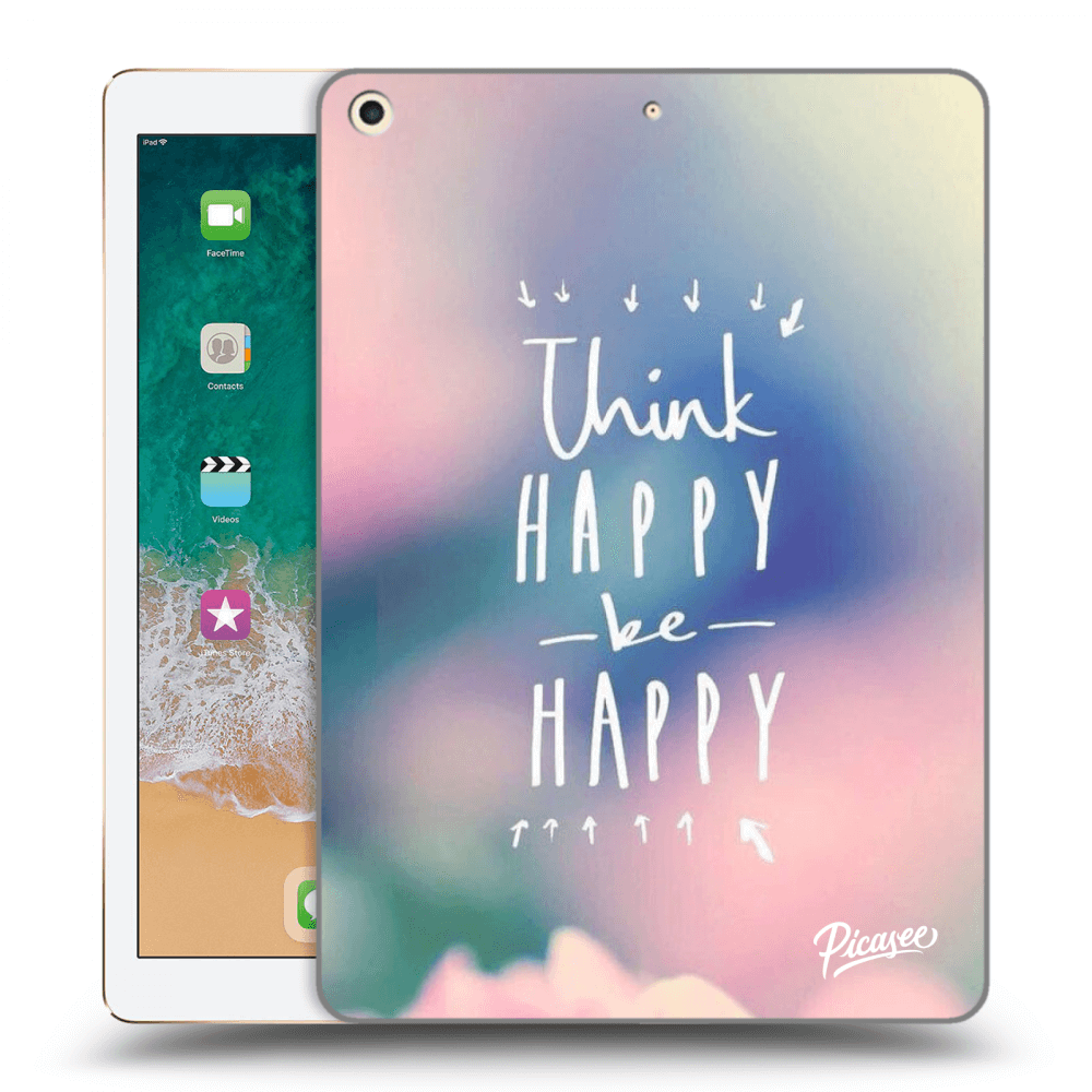 Picasee crna silikonska maskica za Apple iPad 9.7" 2017 (5. gen) - Think happy be happy