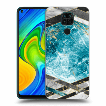 Picasee silikonska prozirna maskica za Xiaomi Redmi Note 9 - Blue geometry