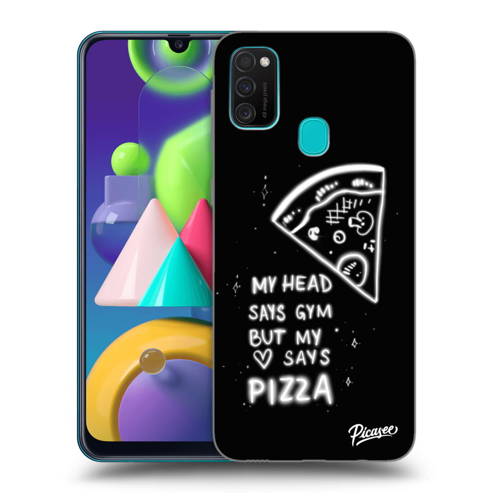 Picasee crna silikonska maskica za Samsung Galaxy M21 M215F - Pizza