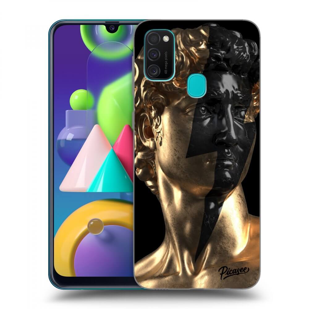 Picasee crna silikonska maskica za Samsung Galaxy M21 M215F - Wildfire - Gold