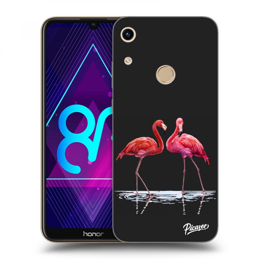 Picasee crna silikonska maskica za Honor 8A - Flamingos couple