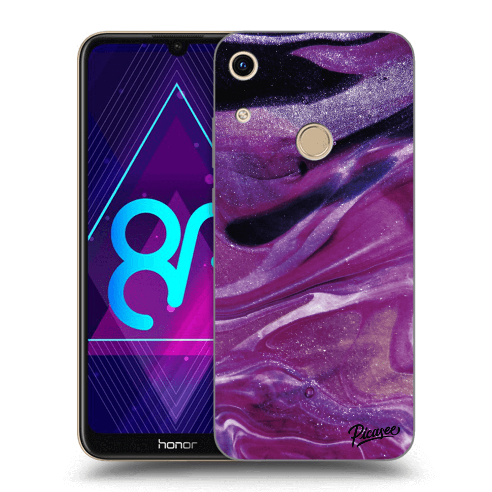 Picasee crna silikonska maskica za Honor 8A - Purple glitter