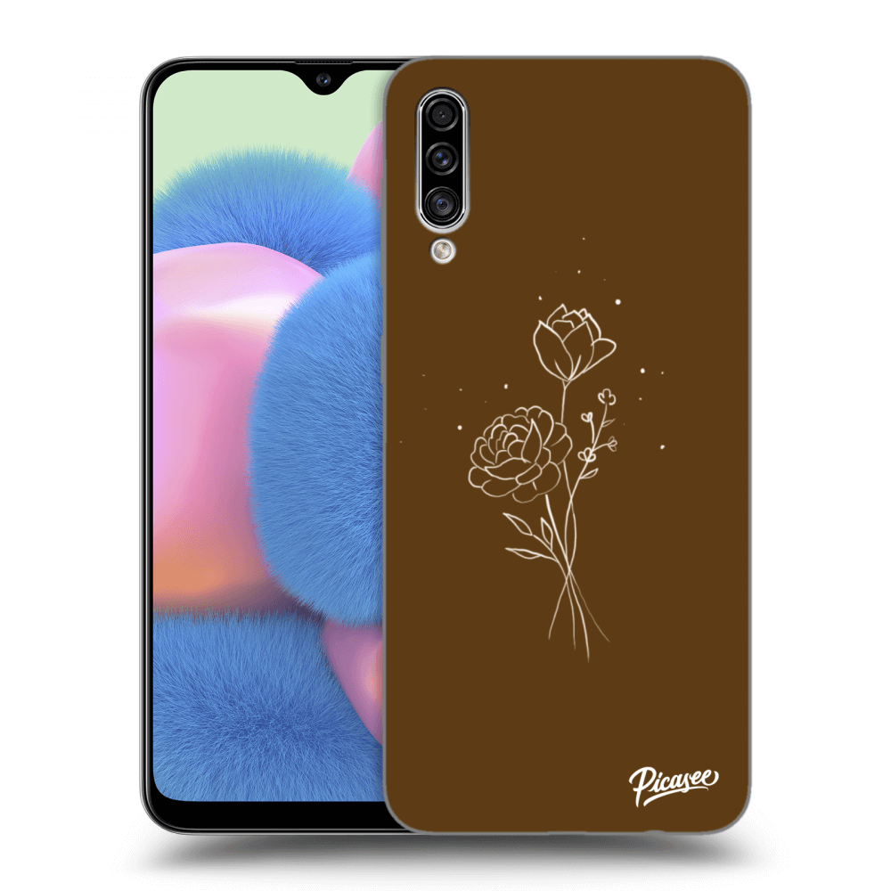 Picasee crna silikonska maskica za Samsung Galaxy A30s A307F - Brown flowers