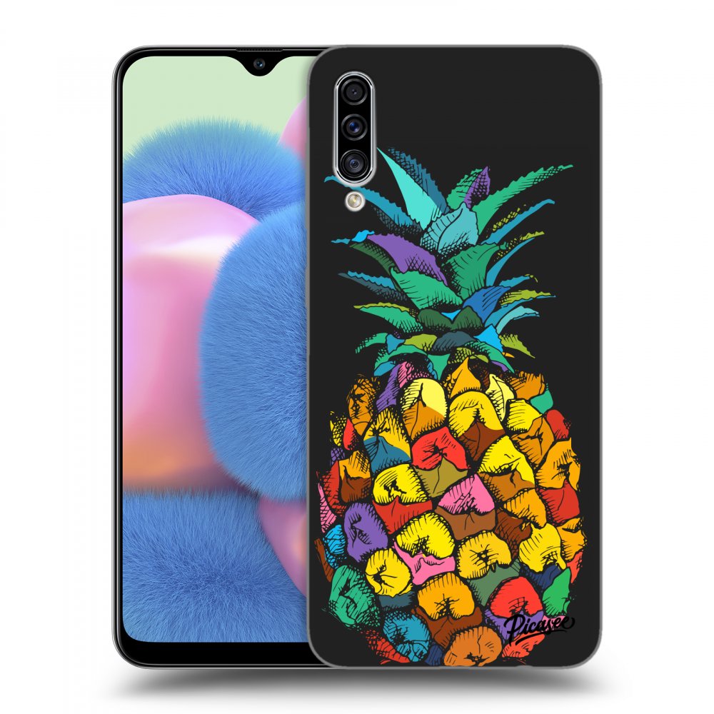 Picasee crna silikonska maskica za Samsung Galaxy A30s A307F - Pineapple