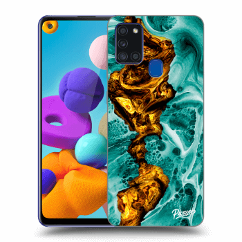 Picasee silikonska prozirna maskica za Samsung Galaxy A21s - Goldsky