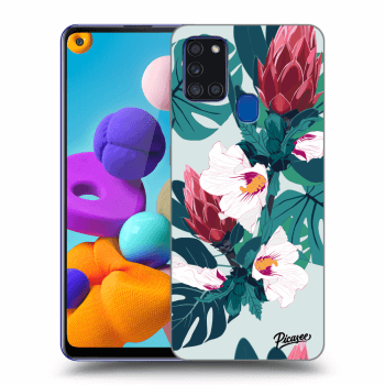 Picasee crna silikonska maskica za Samsung Galaxy A21s - Rhododendron