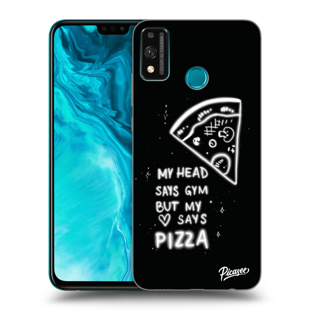Picasee crna silikonska maskica za Honor 9X Lite - Pizza