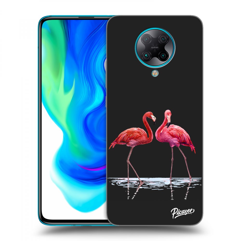 Picasee crna silikonska maskica za Xiaomi Poco F2 Pro - Flamingos couple