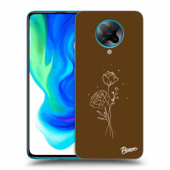 Picasee crna silikonska maskica za Xiaomi Poco F2 Pro - Brown flowers