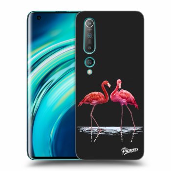 Picasee crna silikonska maskica za Xiaomi Mi 10 - Flamingos couple
