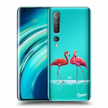 Picasee silikonska prozirna maskica za Xiaomi Mi 10 - Flamingos couple