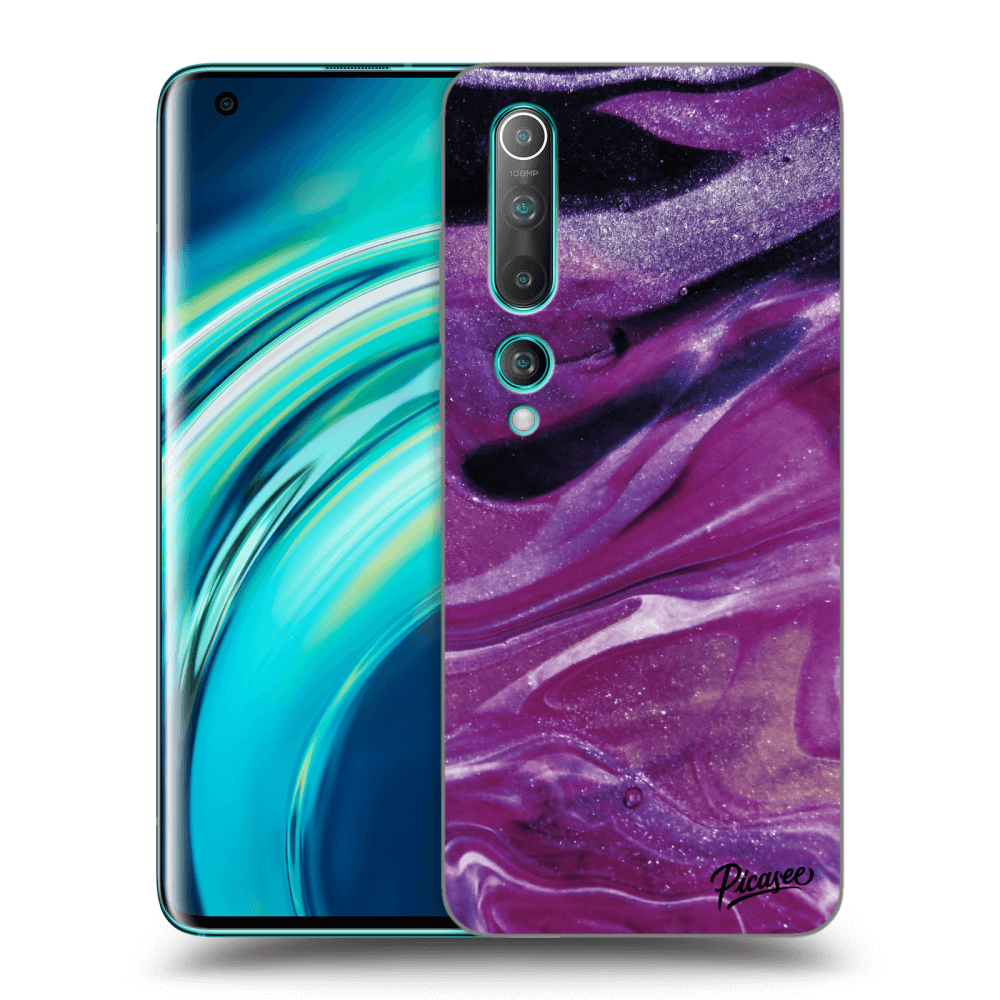 Picasee silikonska prozirna maskica za Xiaomi Mi 10 - Purple glitter