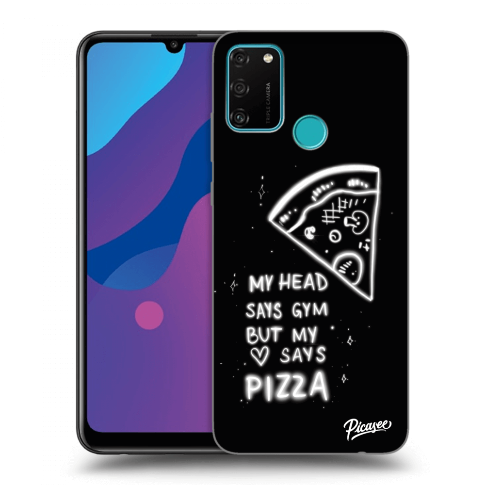 Picasee crna silikonska maskica za Honor 9A - Pizza