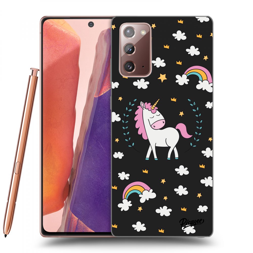 Picasee crna silikonska maskica za Samsung Galaxy Note 20 - Unicorn star heaven