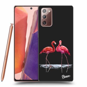Picasee crna silikonska maskica za Samsung Galaxy Note 20 - Flamingos couple