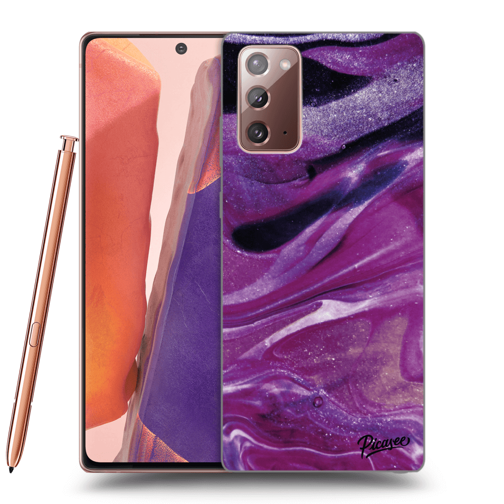 Picasee silikonska prozirna maskica za Samsung Galaxy Note 20 - Purple glitter
