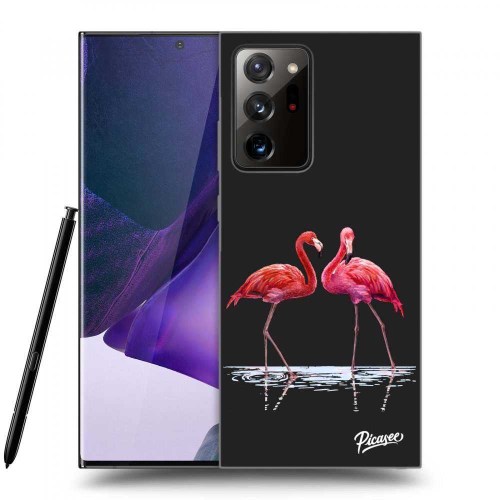 Picasee crna silikonska maskica za Samsung Galaxy Note 20 Ultra - Flamingos couple