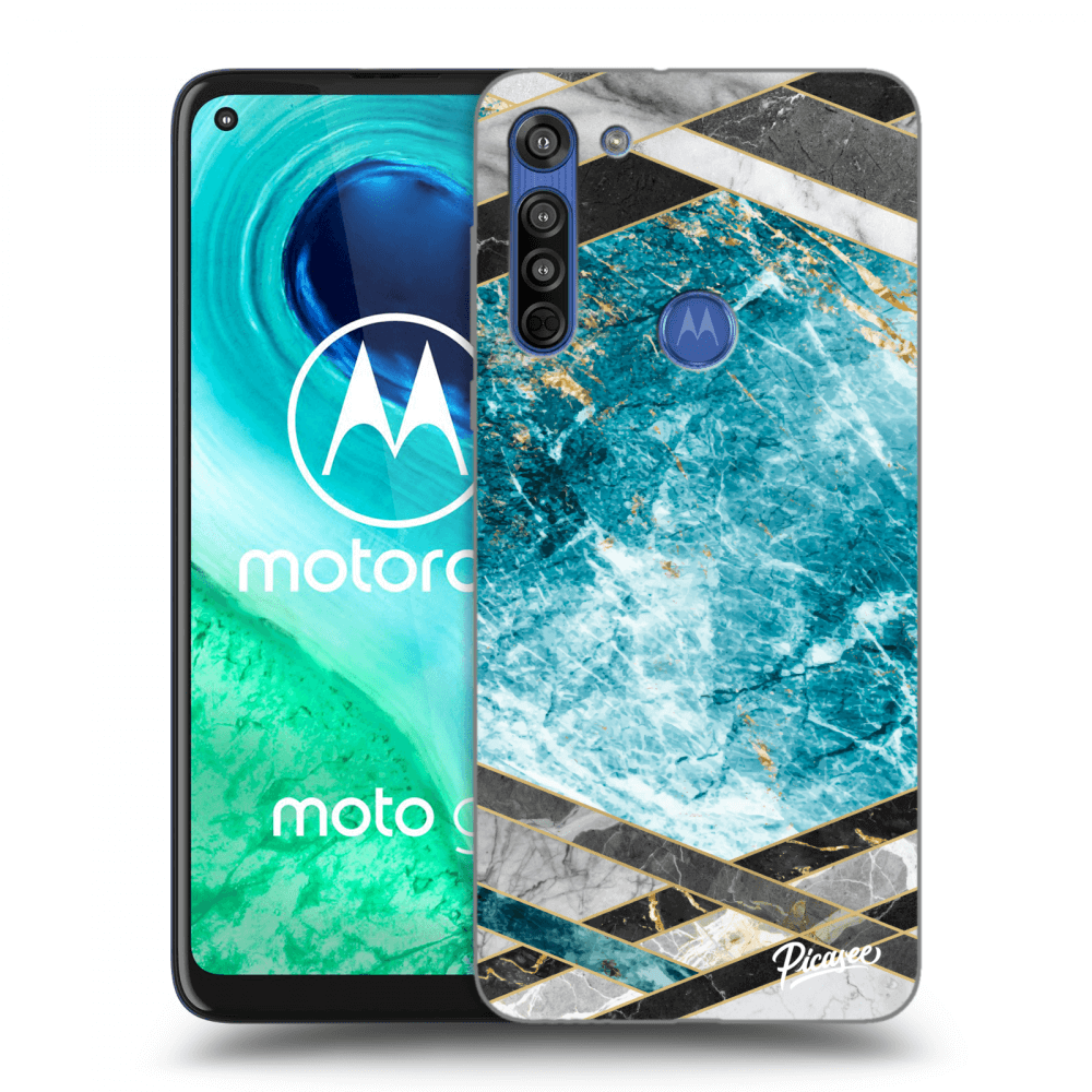 Silikonska Prozirna Maskica Za Motorola Moto G8 - Blue Geometry