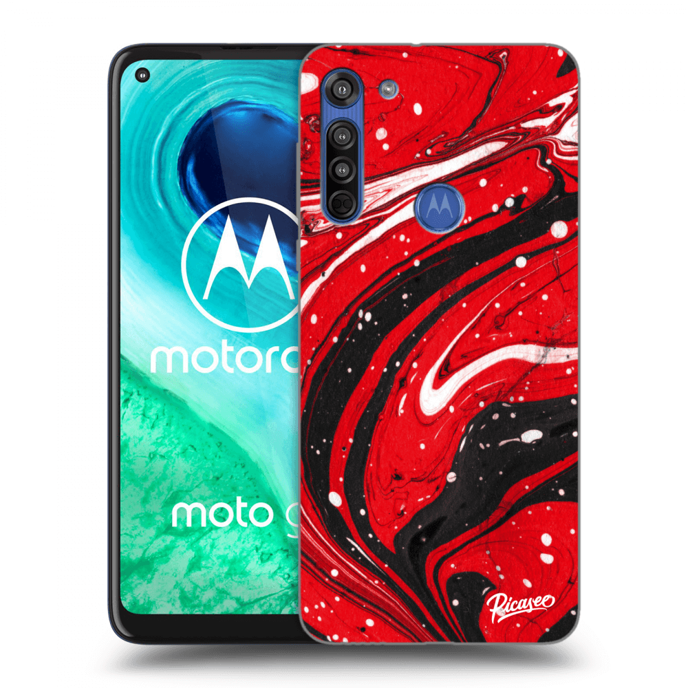 Picasee silikonska prozirna maskica za Motorola Moto G8 - Red black