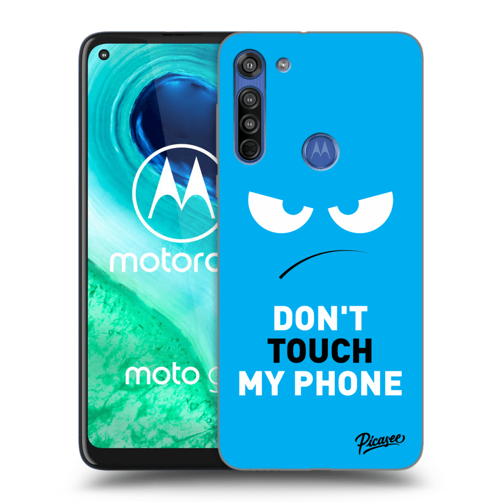 Picasee silikonska prozirna maskica za Motorola Moto G8 - Angry Eyes - Blue