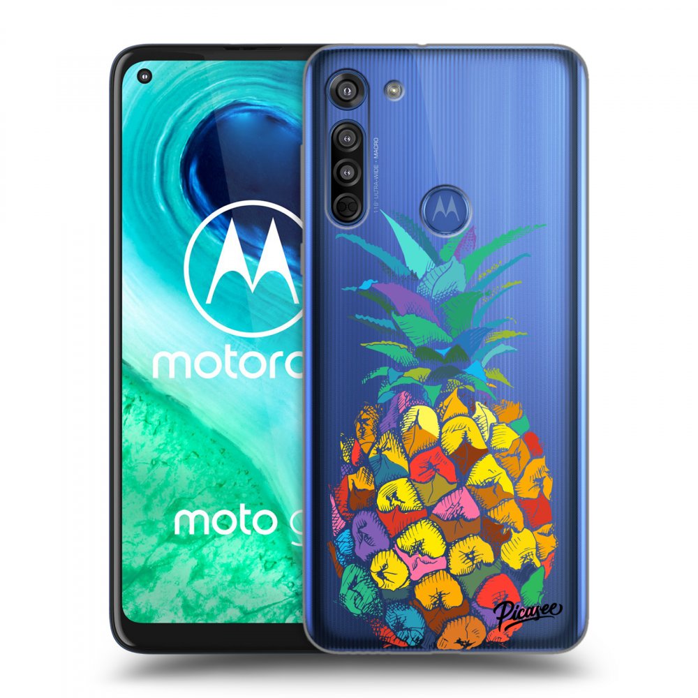 Picasee silikonska prozirna maskica za Motorola Moto G8 - Pineapple