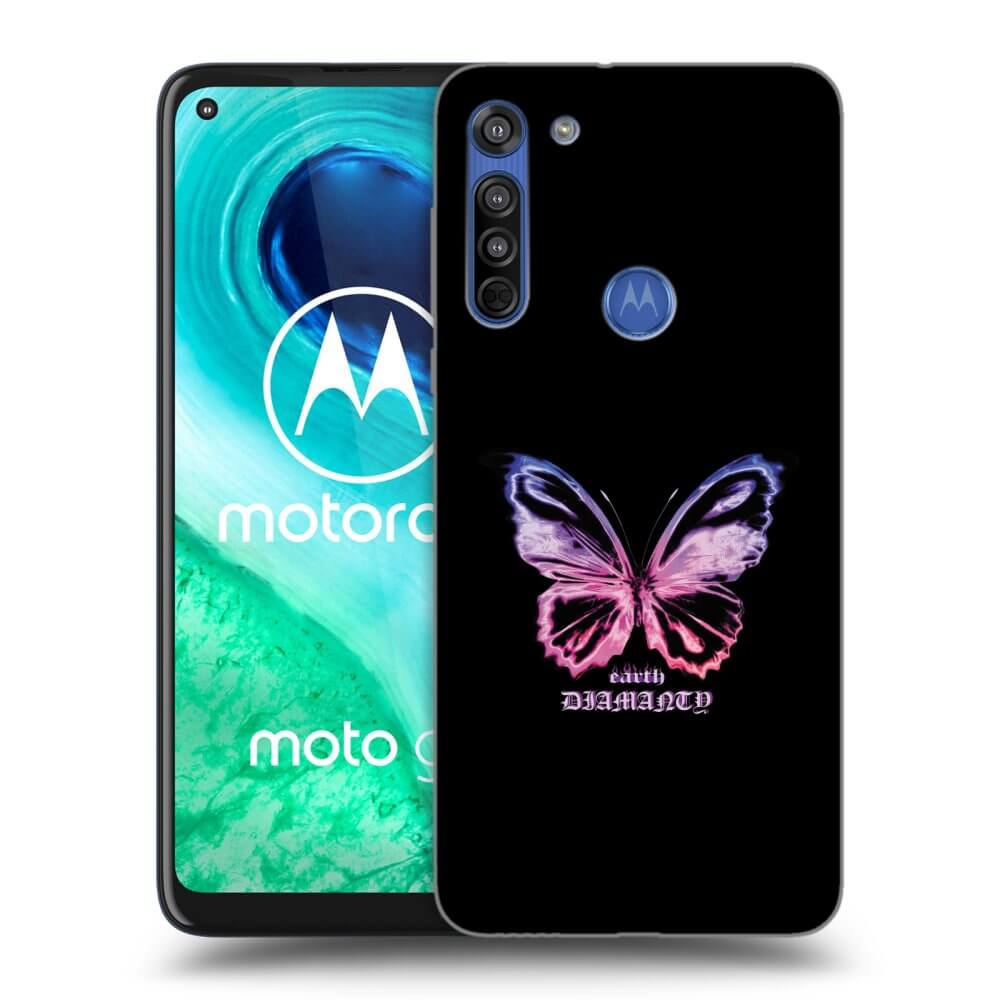 Picasee silikonska prozirna maskica za Motorola Moto G8 - Diamanty Purple