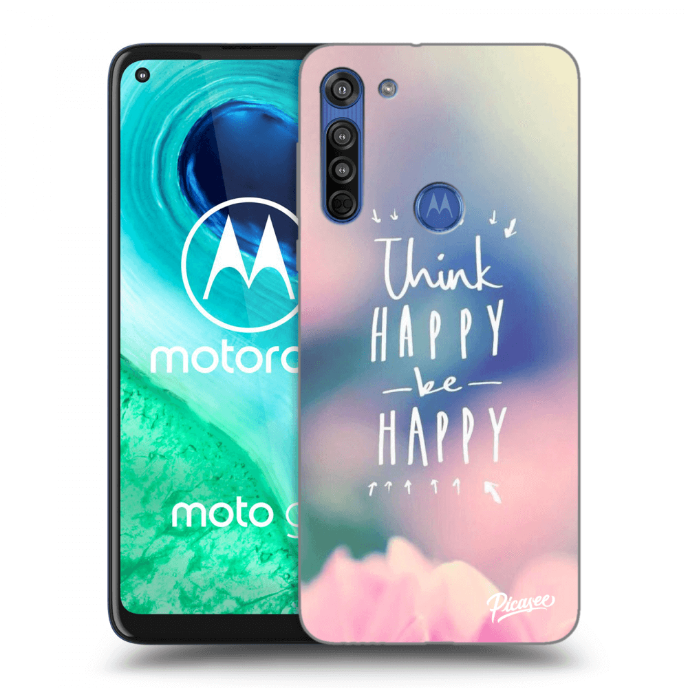 Picasee silikonska prozirna maskica za Motorola Moto G8 - Think happy be happy