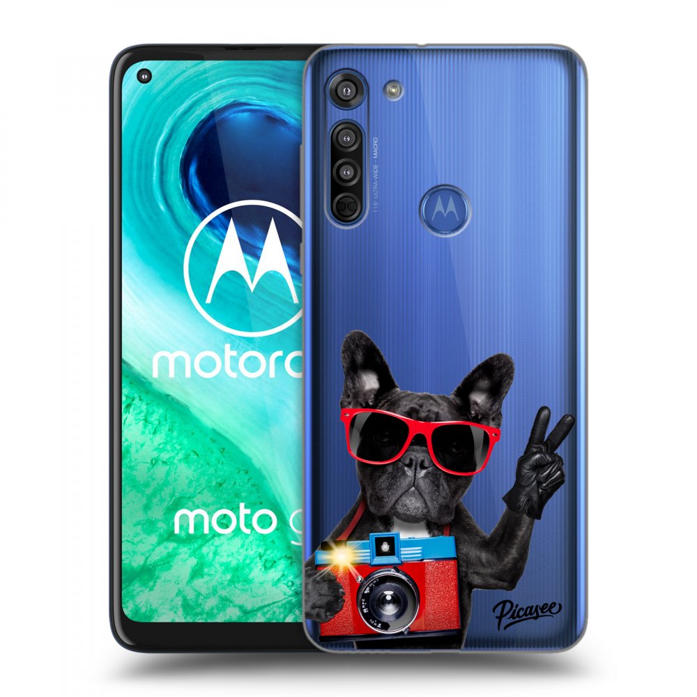 Picasee silikonska prozirna maskica za Motorola Moto G8 - French Bulldog