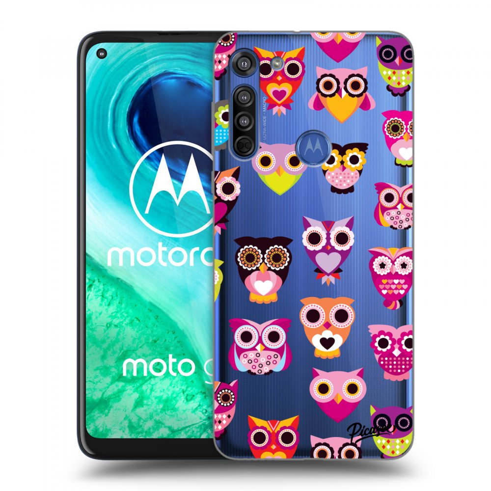 Picasee silikonska prozirna maskica za Motorola Moto G8 - Owls
