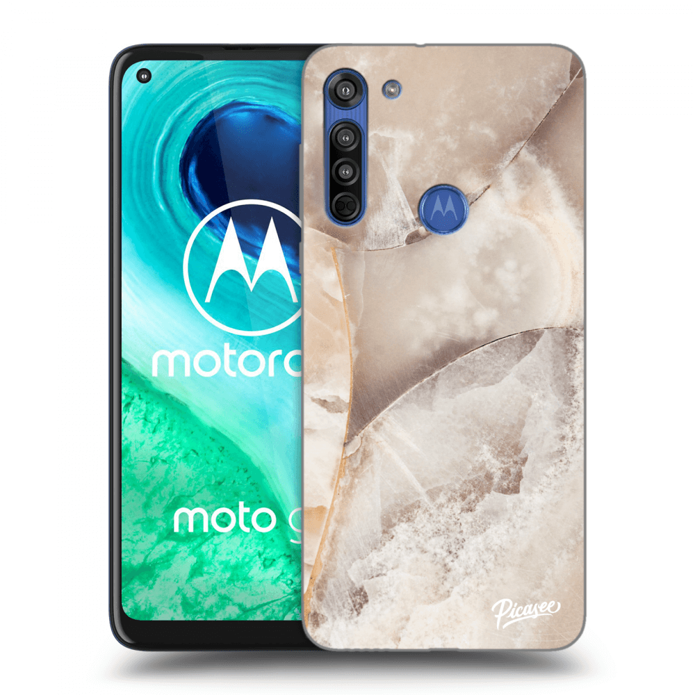 Picasee silikonska prozirna maskica za Motorola Moto G8 - Cream marble